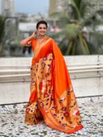 Orange Color Paithani Silk Saree
