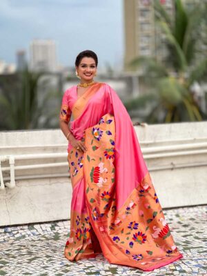 Pink Color Paithani Silk Saree