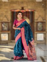 Teal Blue Color Paithani Silk Saree