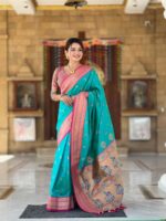 Rama Color Paithani Silk Saree