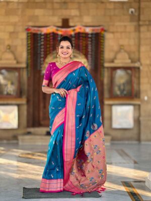 Blue Color Paithani Silk Saree