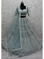 Sea Green Color Net Lehenga Choli