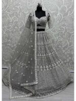 Grey Color Net Lehenga Choli