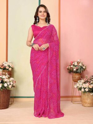 Pink Color Georgette Saree