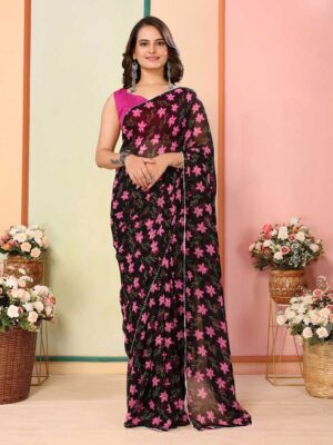 Black Color Georgette Saree