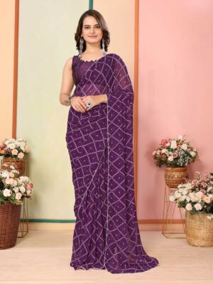 Purple Color Georgette Saree