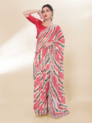 Off White Color Georgette Saree