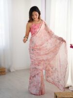 Pink Color Chinon Saree