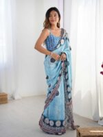 Blue Color Chinon Saree
