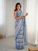 Blue Color Chinon Saree