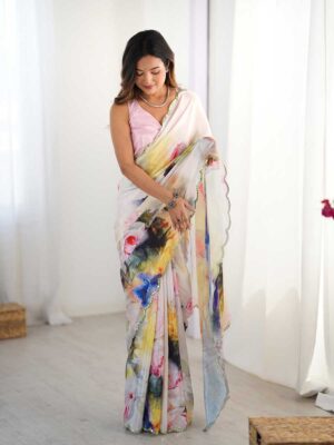 Multy Color Chinon Saree