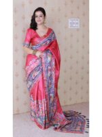 Pink Color Tussar Silk Saree