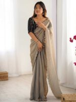 Grey Color Chiffon Saree