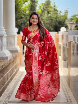 Red Color Banarasi Silk Saree