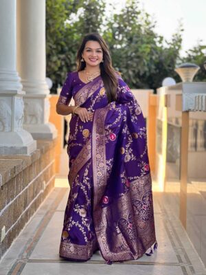 Voilet Color Banarasi Silk Saree