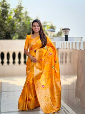 Yellow Color Banarasi Silk Saree