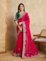Pink Color Frendy Chiffon Saree