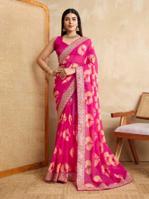 Pink Color Georgette Saree