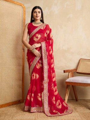 Red Color Georgette Saree