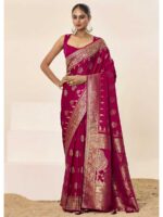 Pink Color Satin Silk Saree