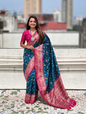 Blue Color Patola Silk Saree