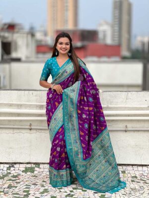 Purple Color Patola Silk Saree