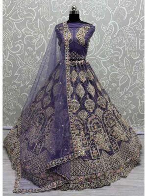 Blue Purple Color Net Lehenga Choli
