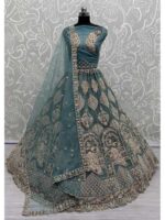 Teal Color Net Lehenga Choli