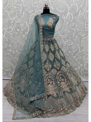 Teal Color Net Lehenga Choli
