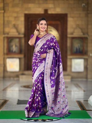 Purple Color Banarasi Silk Saree