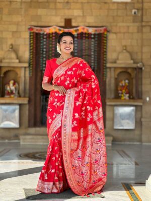 Red Color Banarasi Silk Saree