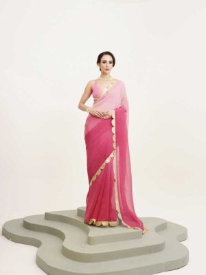 Pink Color Chiffon Saree