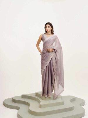 Lavender Color Satin Saree