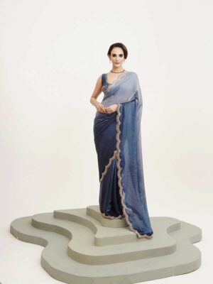 Blue Color Satin Saree