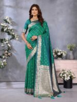 Rama Color Banarasi Silk Saree