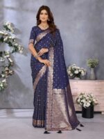 Blue Color Banarasi Silk Saree
