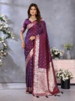 Wine Color Banarasi Silk Saree