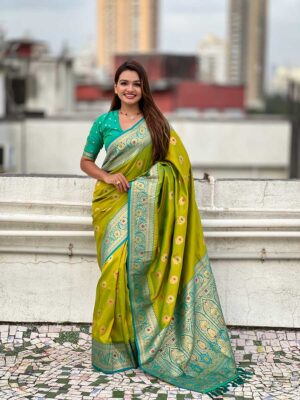 Mahendi Color Soft Silk Saree