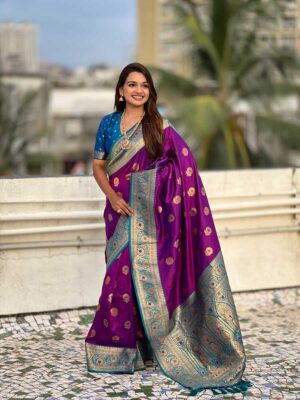 Lavender Color Soft Silk Saree