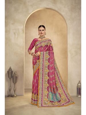 Pink Color Crepe Silk Saree