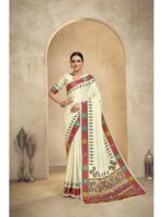 Cream Color Crepe Silk Saree