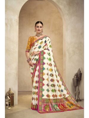 Off White Color Crepe Silk Saree