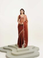 Rust Color Satin Saree