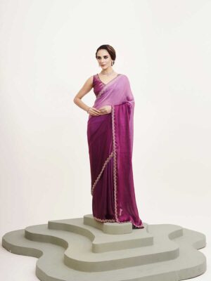 Purple Color Satin Saree