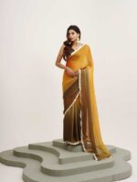 Mustard Color Chiffon Saree