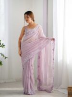 Lavender Color Georgette Saree