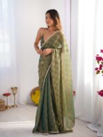 Green Color NC Chiffon Chex Saree