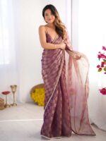 Purple Color NC Chiffon Chex Saree
