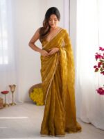 Mustard Color NC Chiffon Chex Saree