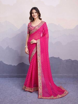 Pink Color Georgette Saree